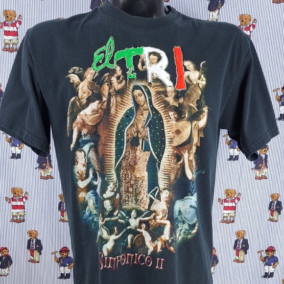 Vintage El Tri Sinfonico 2 stitched Guadalupe double-sided Cherubs LG t-shirt - Picture 1 of 11